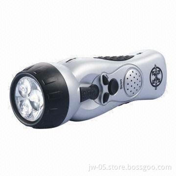 Dynamo Crank FM Radio with 3 LED Torch, Siren/Alarm Function, Measures 56 x 56 x 178mm